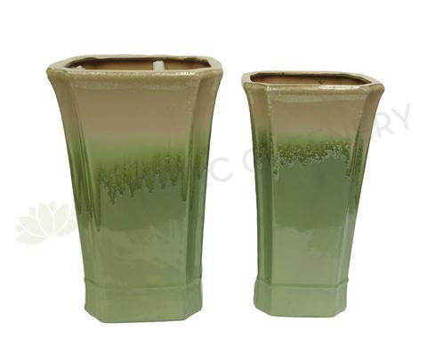 Paint Dipped Style Square - Green / Beige (Ceramic) (Code: CER003)