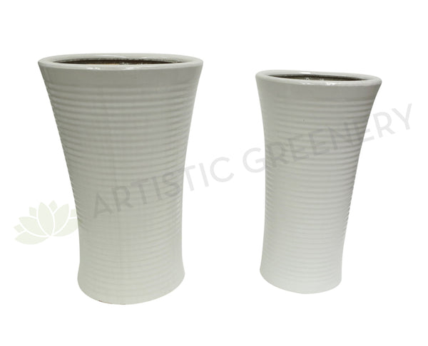Glazed Round Ceramic Pot - White (Code: CER0005)