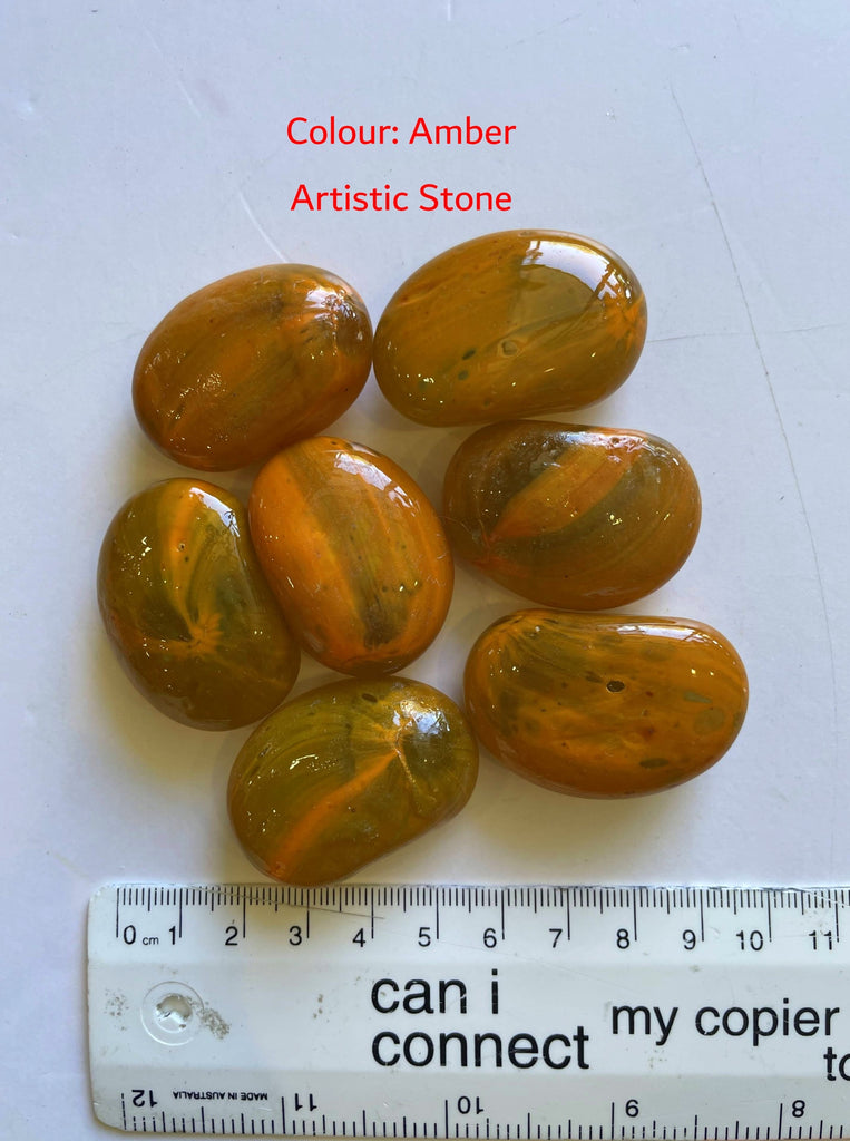 Amber - Decorative Glass Rocks 25-60mm 8 Colours for craft projects fish tanks aquarium | ARTISTIC STONE MALAGA PERTH