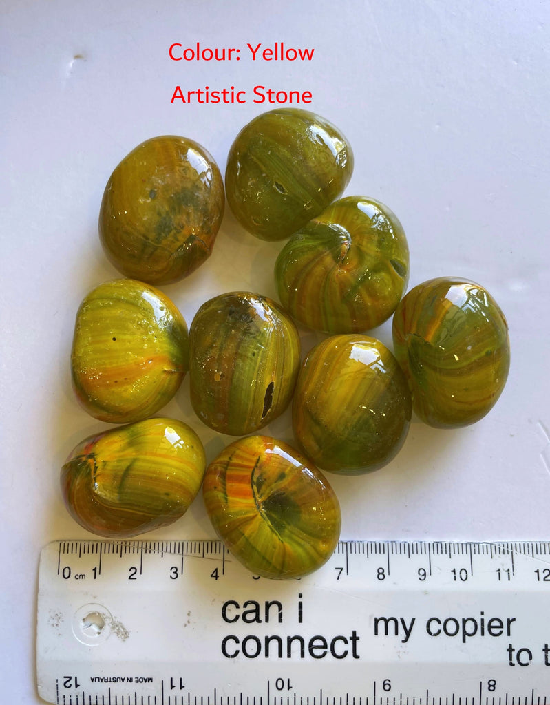 Yellow - Decorative Glass Rocks 25-60mm 8 Colours for craft projects fish tanks aquarium | ARTISTIC STONE MALAGA PERTH