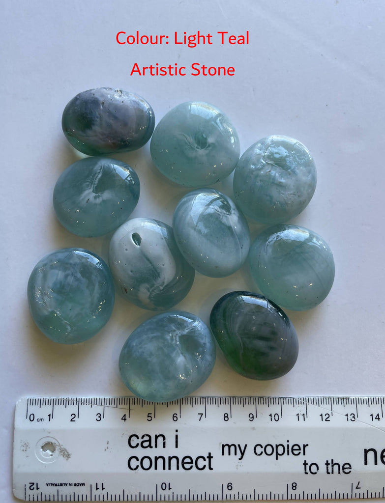 Light Teal - Decorative Glass Rocks 25-60mm 8 Colours for craft projects fish tanks aquarium | ARTISTIC STONE MALAGA PERTH